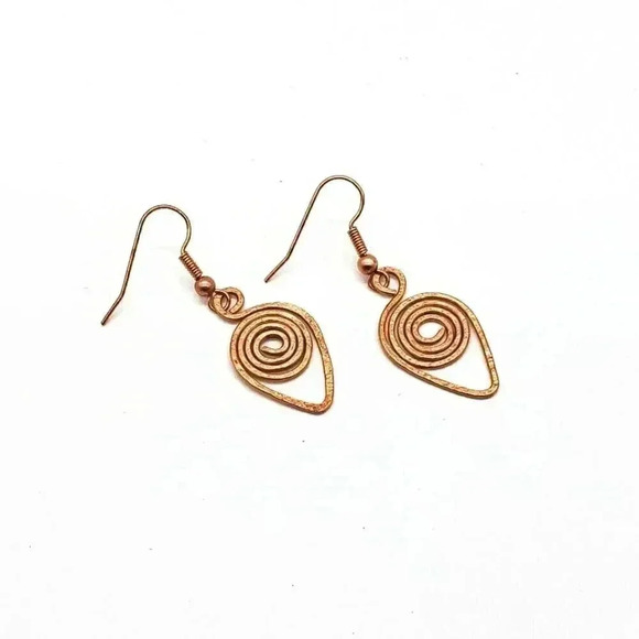 Artisan Jewelry - Copper Spiral Earrings